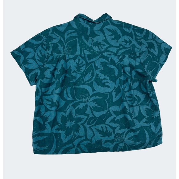 Madewell Womens Linen-Blend Camp Shirt in Tropicale Floral Short Sleeve Shirt L - Picture 5 of 14